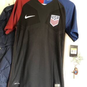 Nike Black USA Soccer Jersey with Red & Blue Sleeve Accents